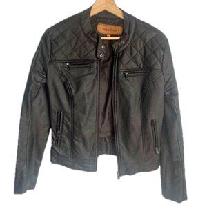 Miss Posh Faux Leather Pleather Slim Fit Black Jacket Size S